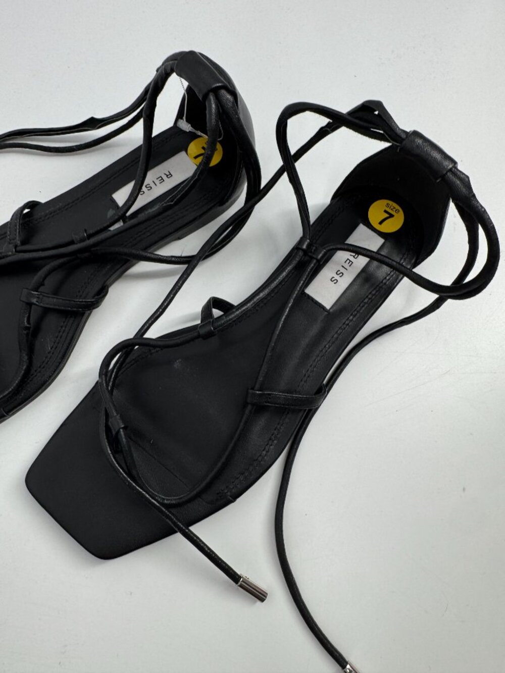 REISS Kali Flat Leather Strappy Wrap Sandals Size 7 - Picture 5 of 9